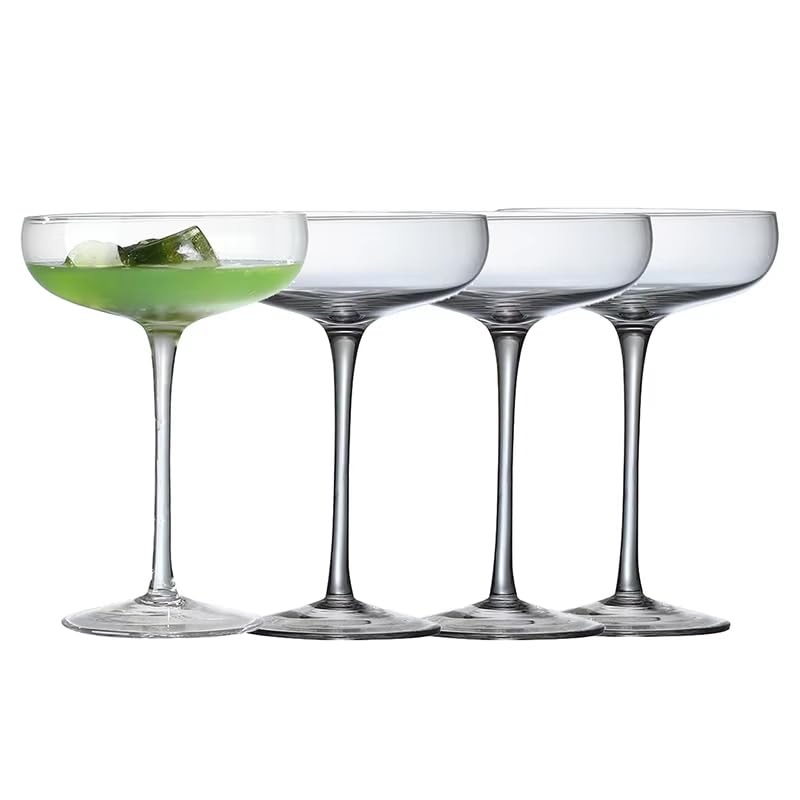 Set of 4 6 Oz Crystal Clear Stemmed Coupe Glasses P5584