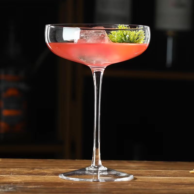 Set of 4 6 Oz Crystal Clear Stemmed Coupe Glasses P5584