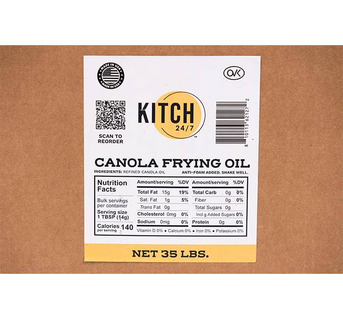 Canola Frying Oil 35 Lb High Smoke Point Bulk Cooking Oil F7107