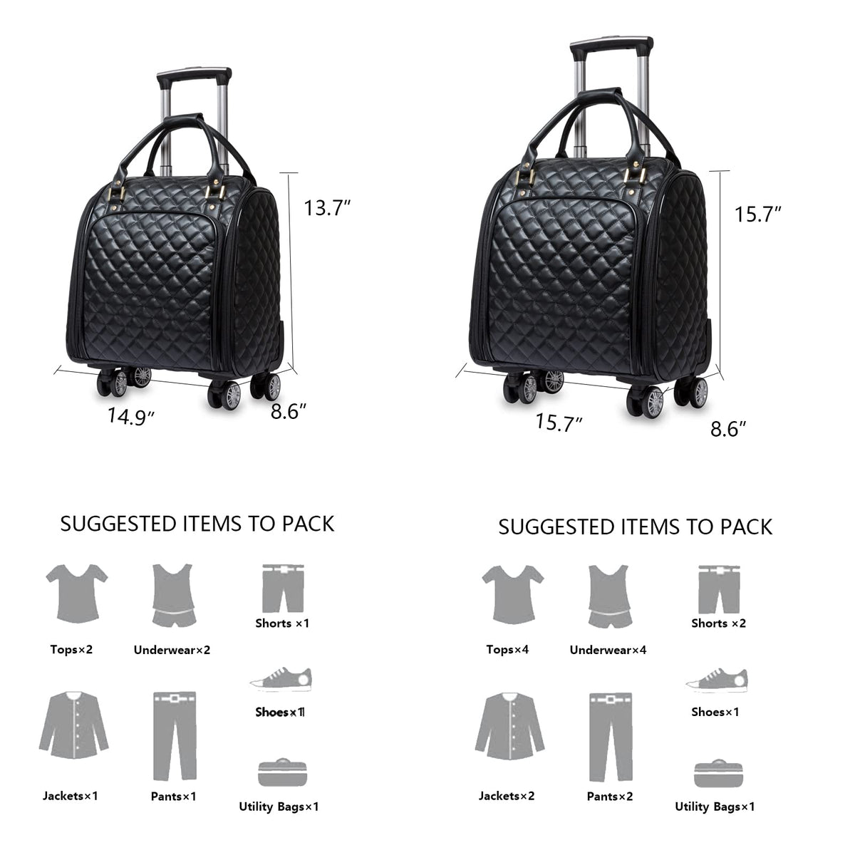 Leather Expandable Spinner Underseat Carry On Luggage P798912