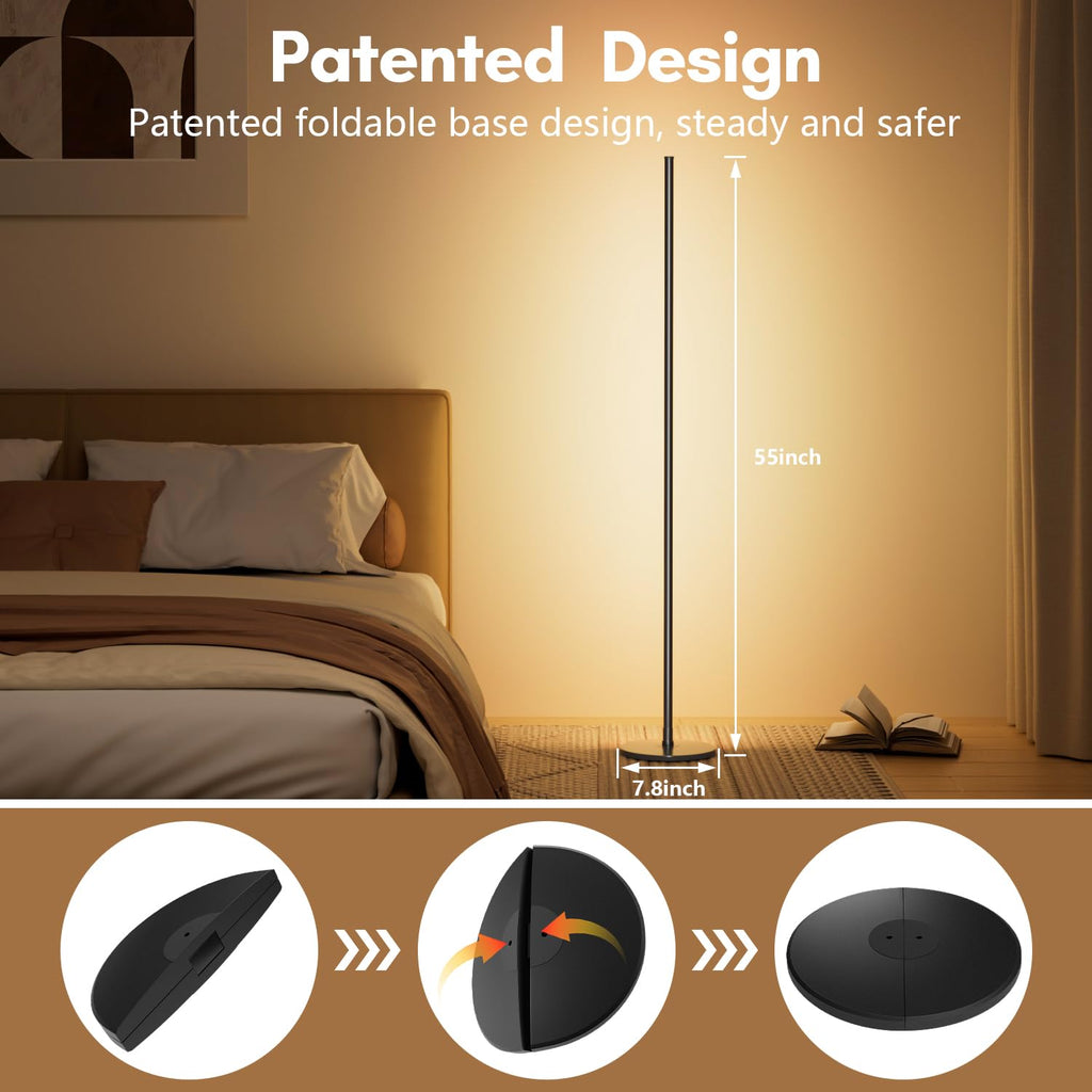 LED RGB+IC Corner Floor Lamp with App Remote Control Black J49404