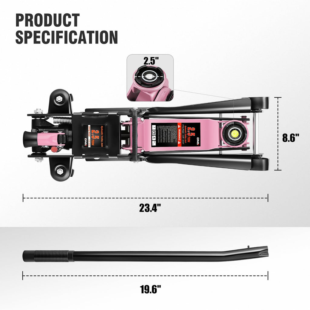 Low Profile Hydraulic Trolley Floor Jack 2.5 Ton Pink U712440