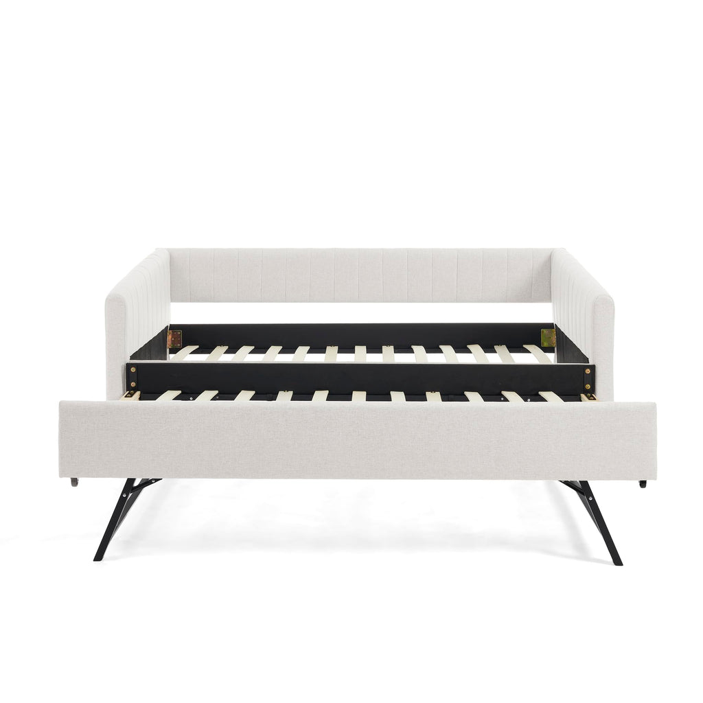 Twin Size Upholstery Daybed with Trundle and Vertical Stripes R338516
