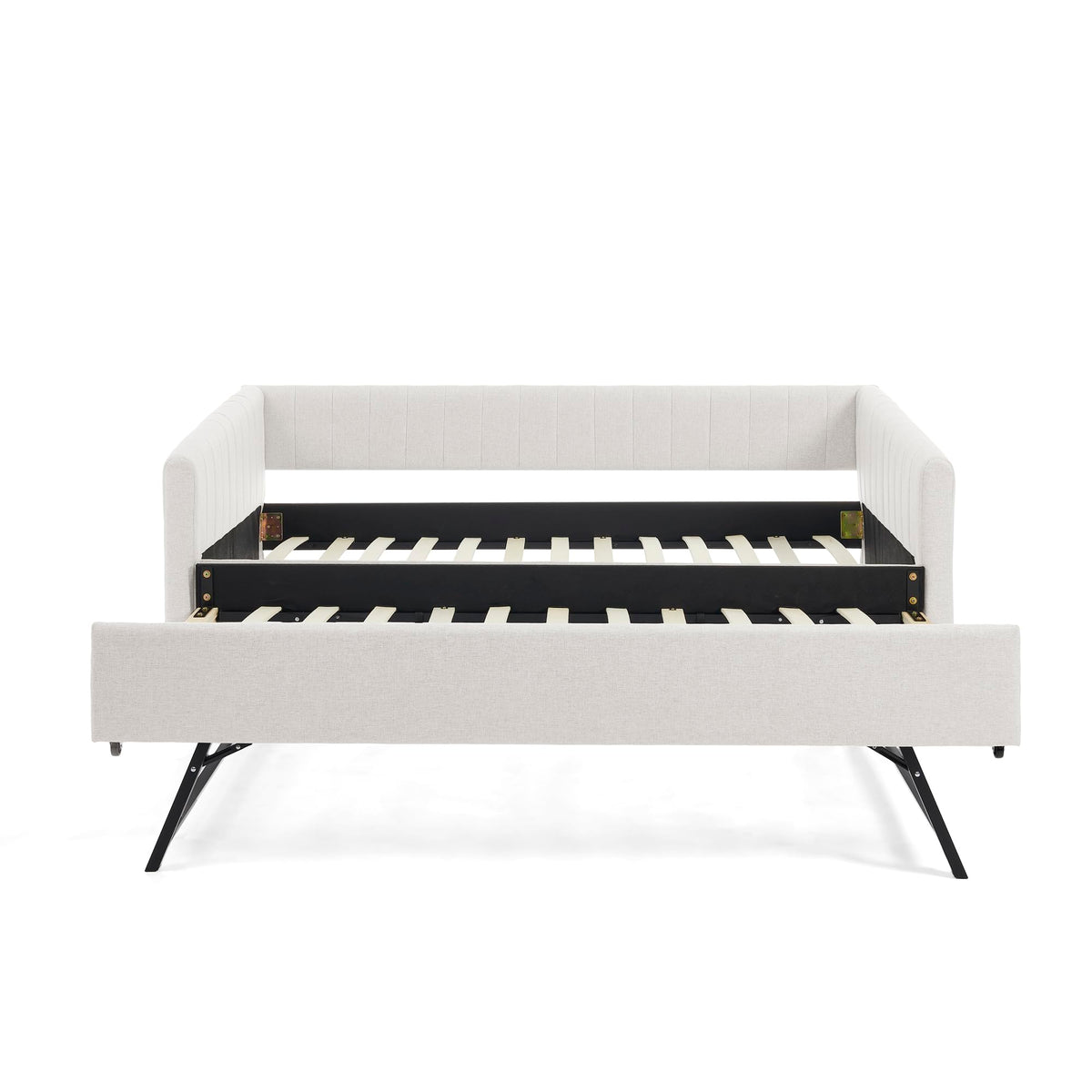 Twin Size Upholstery Daybed with Trundle and Vertical Stripes R338516