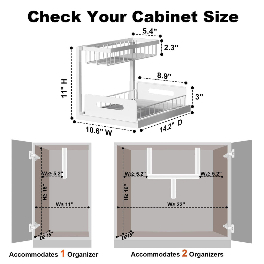 Under Sink 2 Tier Pull Out Cabinet Organizer Y50997
