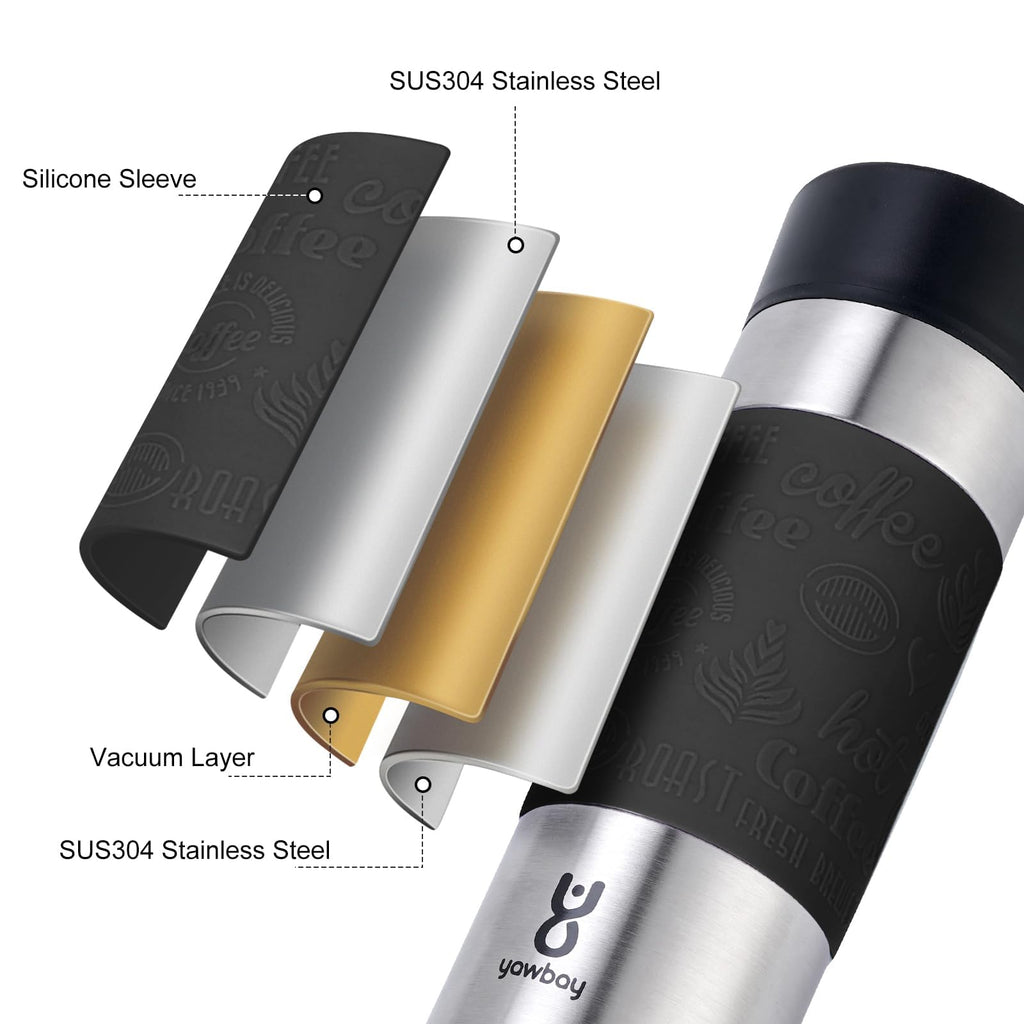 16 oz Stainless Steel Insulated Leak Proof Travel Coffee Mug P701