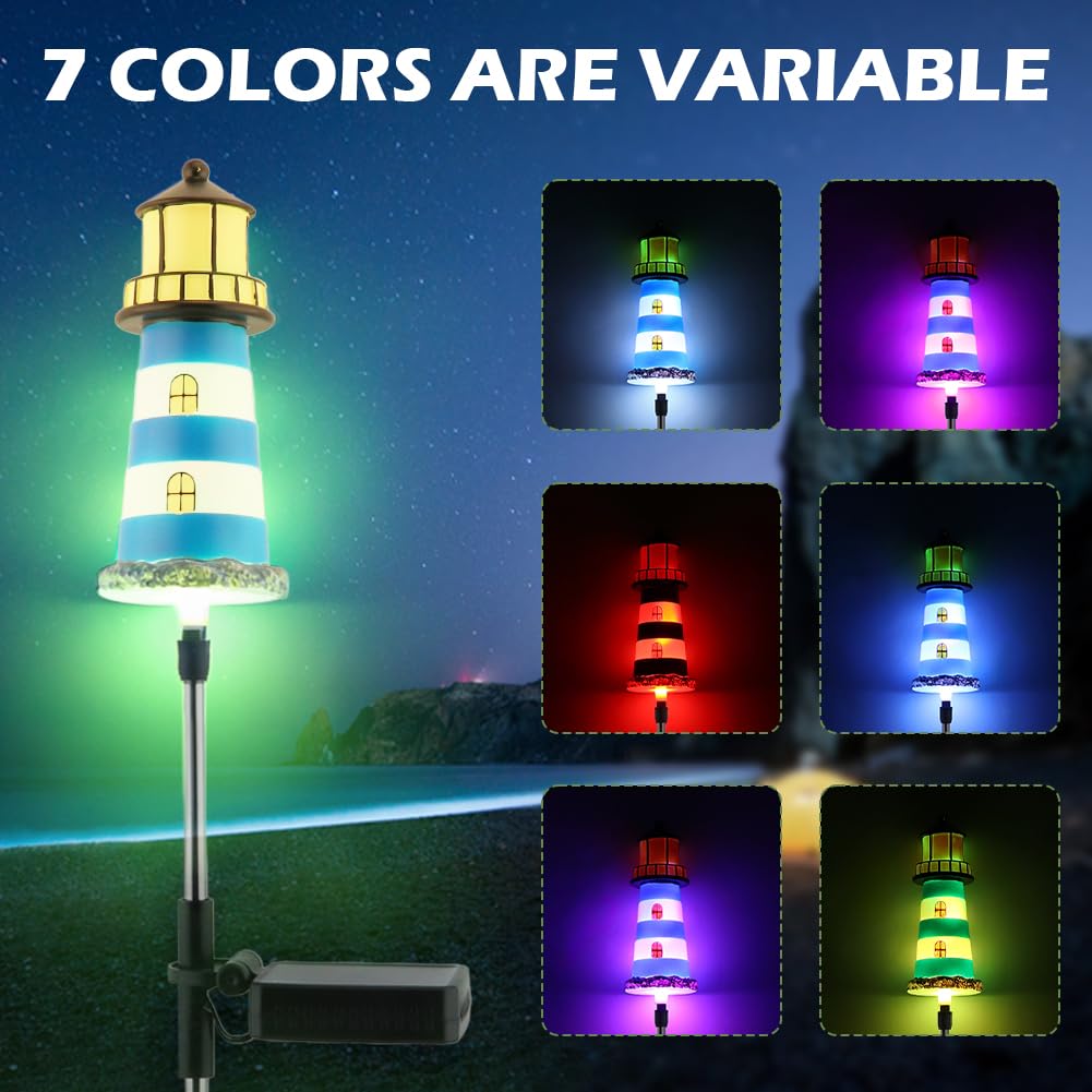 2 Pack 7 Color Changing Solar Garden Stake Lights I4571