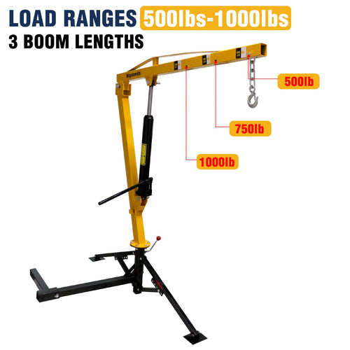 1000lb Capacity Hydraulic 360° Swivel Truck Crane H31262