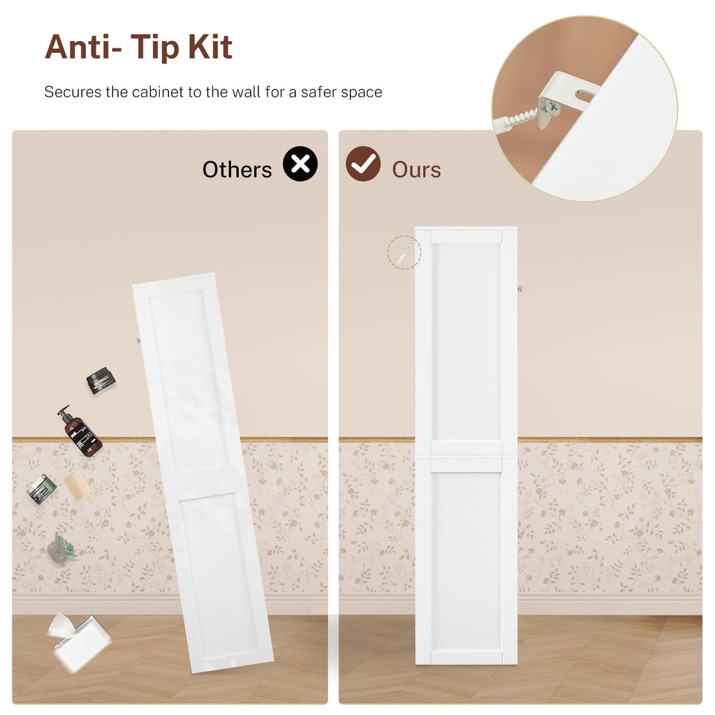 Tall Bathroom Storage Cabinet with 4 Doors Y481