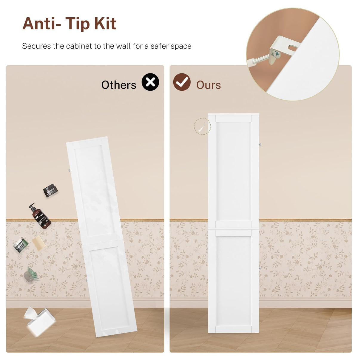 Tall Bathroom Storage Cabinet with 4 Doors Y481