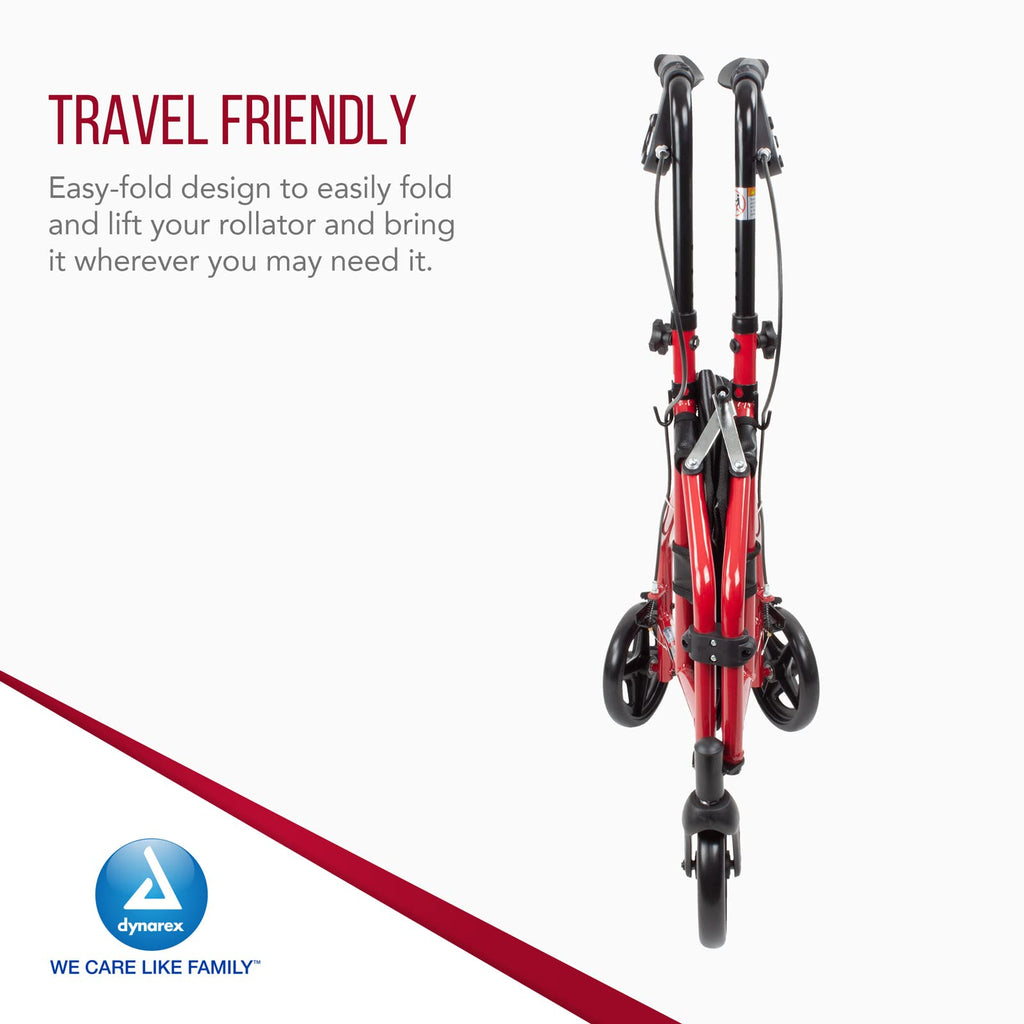 Foldable Lightweight 3-Wheel Rollator with Storage Pouch W6574