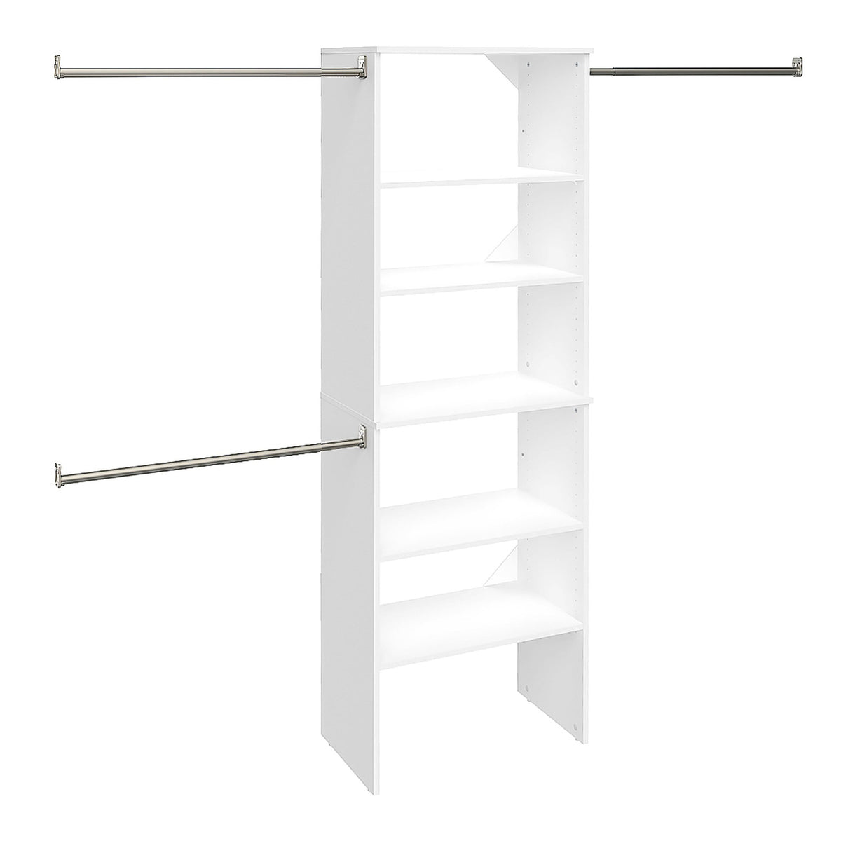 Wood Closet Organizer System with Tower and 3 Hang Rods and Shelving H464262