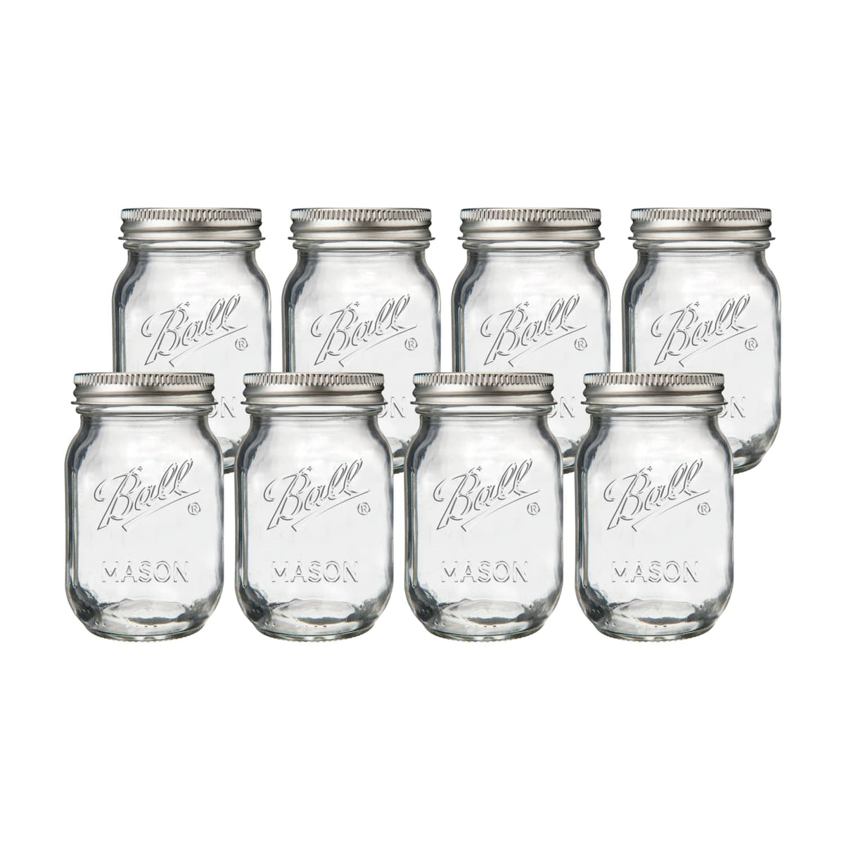 Regular Mouth Pint Glass Mason Jars, 16oz, 8-Count H80438