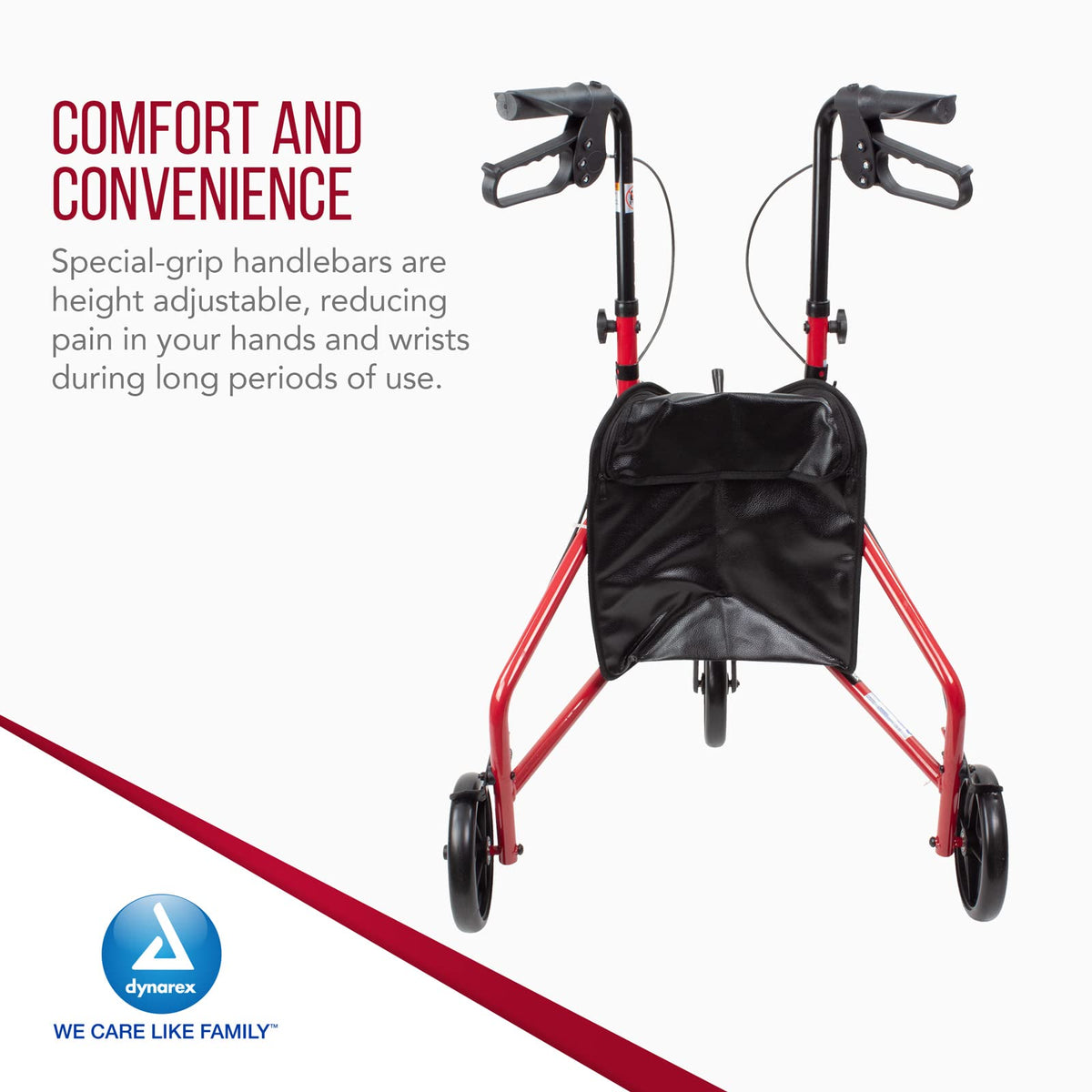 Foldable Lightweight 3-Wheel Rollator with Storage Pouch W6574