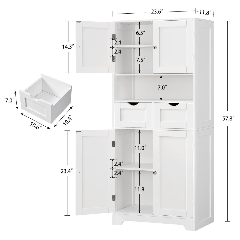 Tall Bathroom Storage Cabinet with 4 Doors Y481