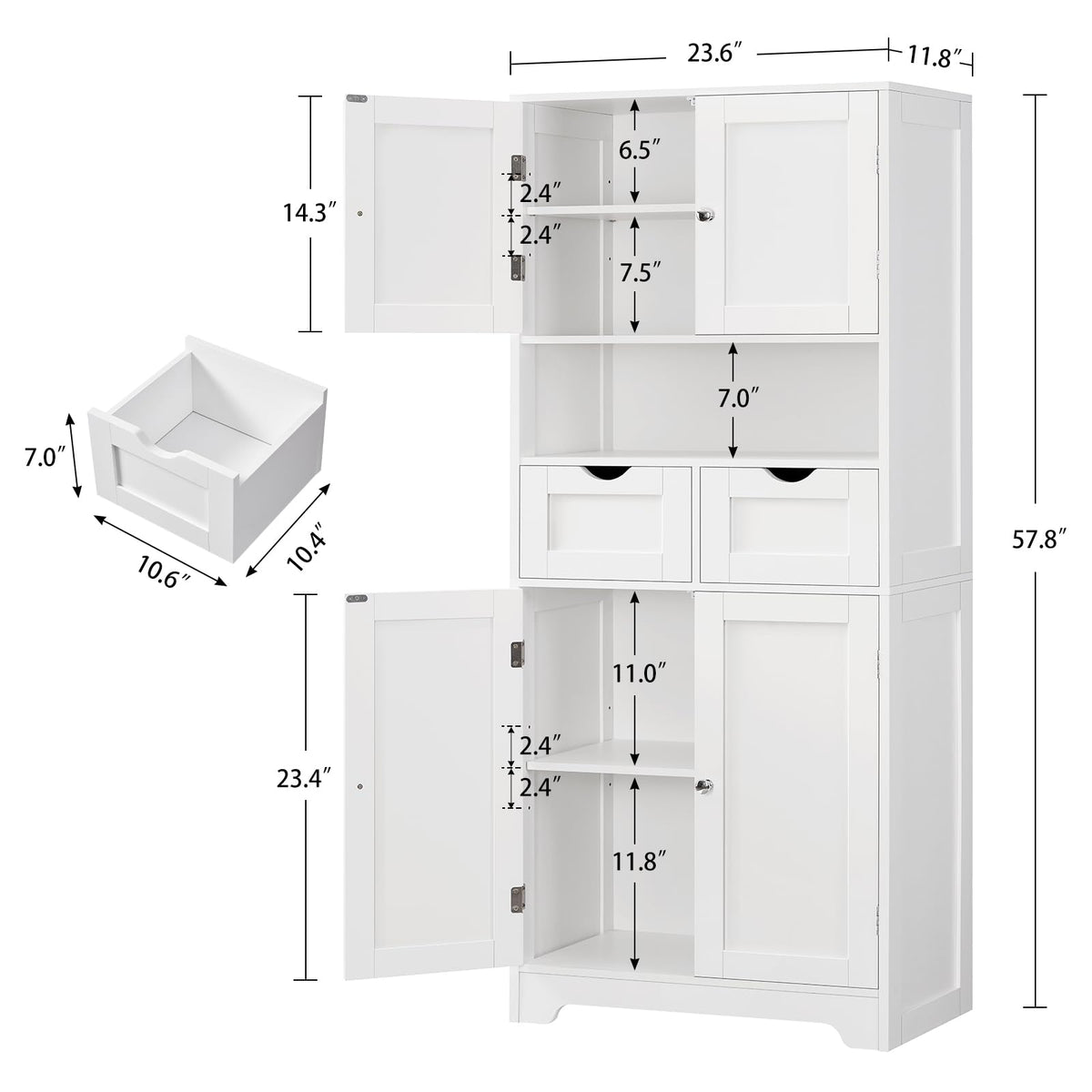 Tall Bathroom Storage Cabinet with 4 Doors Y481