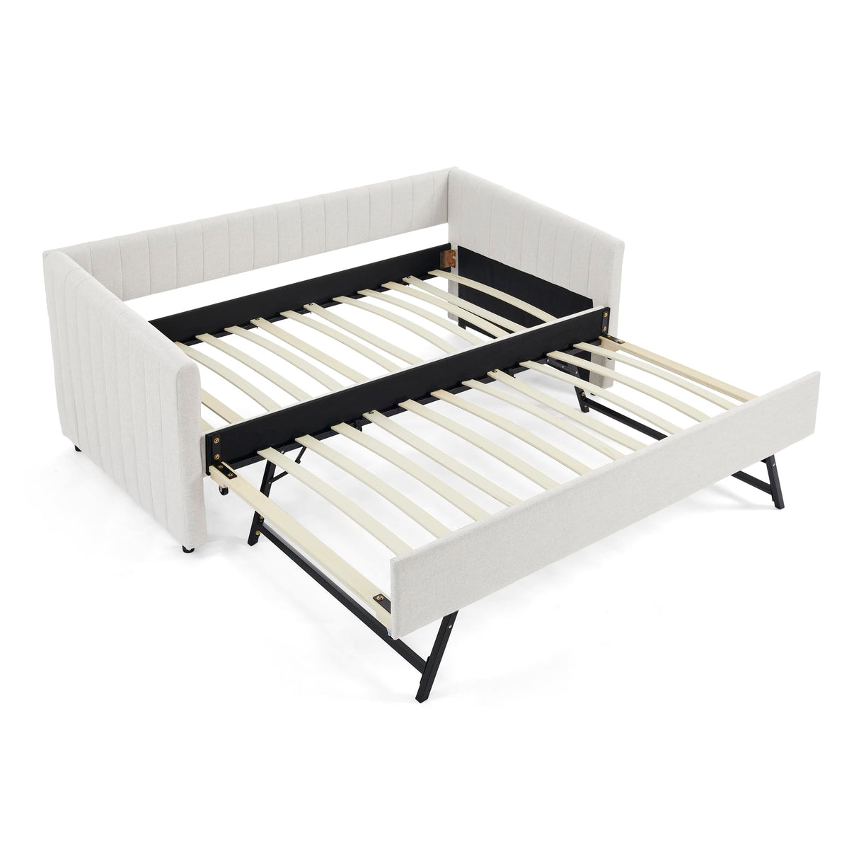 Twin Size Upholstery Daybed with Trundle and Vertical Stripes R338516