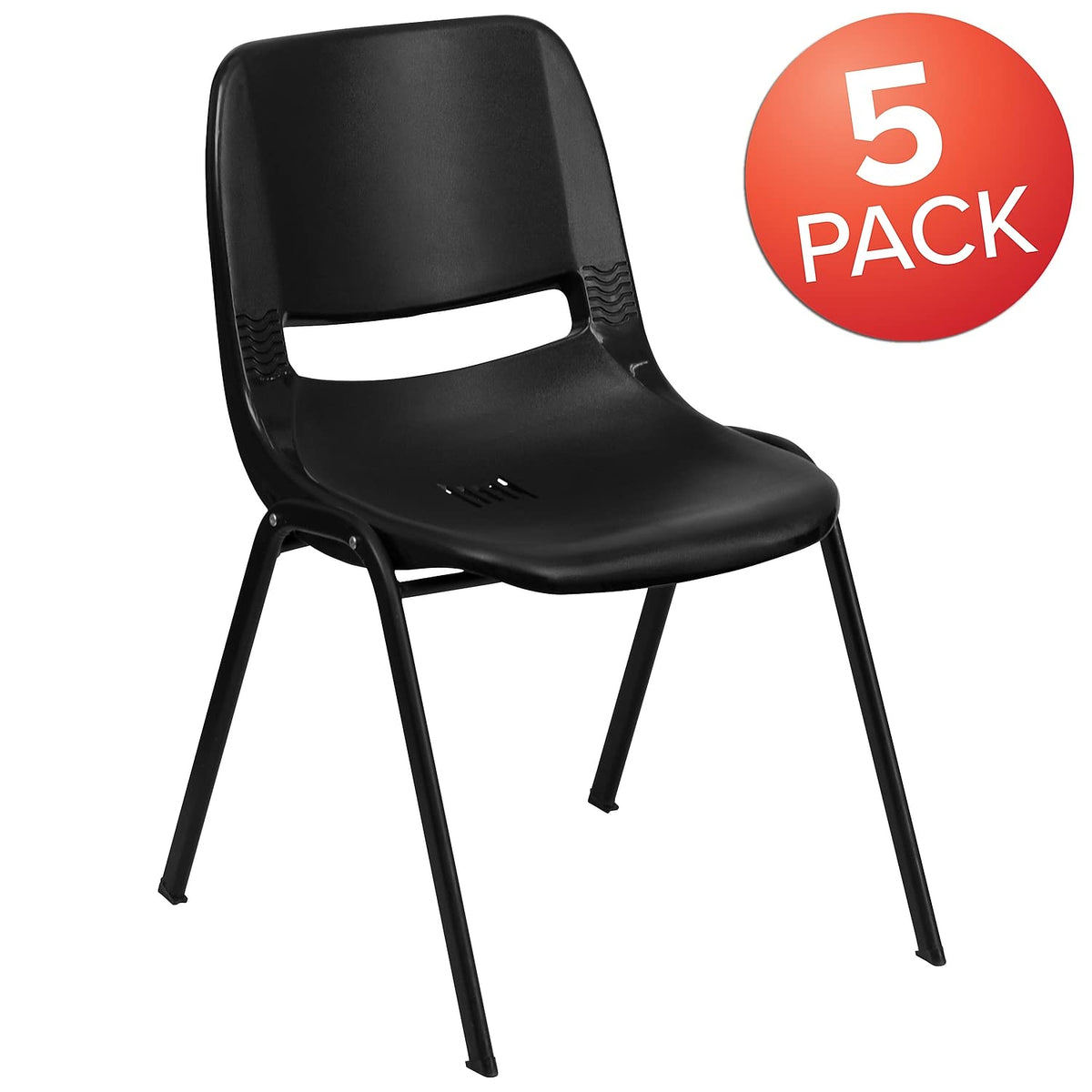 Black Ergonomic Stack Chair 5-Pack L13132