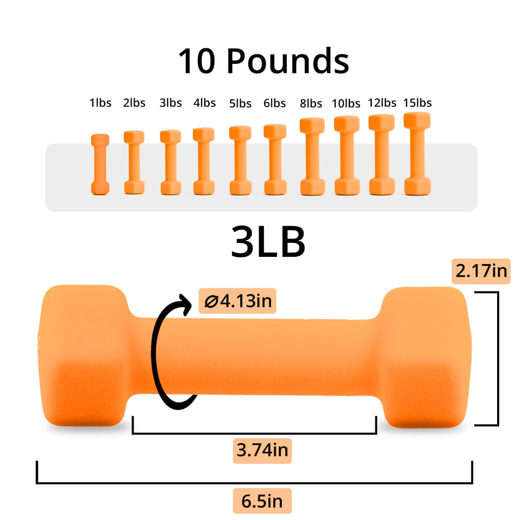 Neoprene Dumbbells Set, 1-15 LB, Anti-Slip, Hex Shape S352