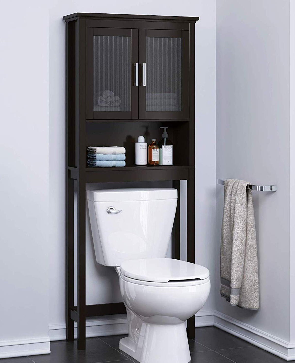 Over the Toilet Storage Cabinet with Glass Doors C498440