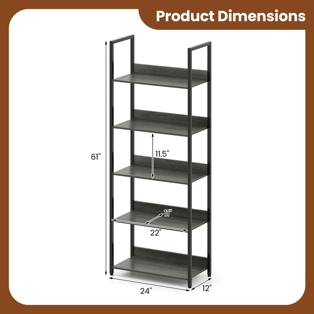 5-Tier Wooden Bookshelf Set of 2 V586