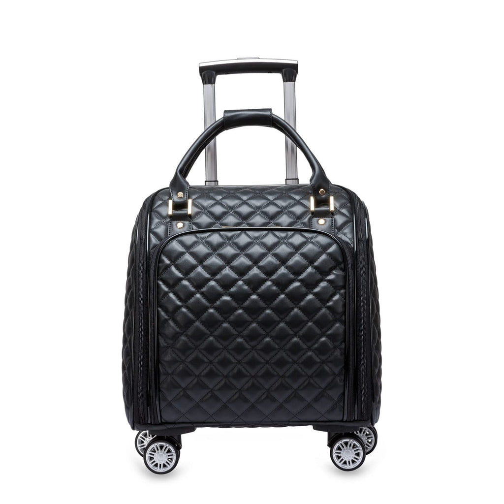 Leather Expandable Spinner Underseat Carry On Luggage P798912