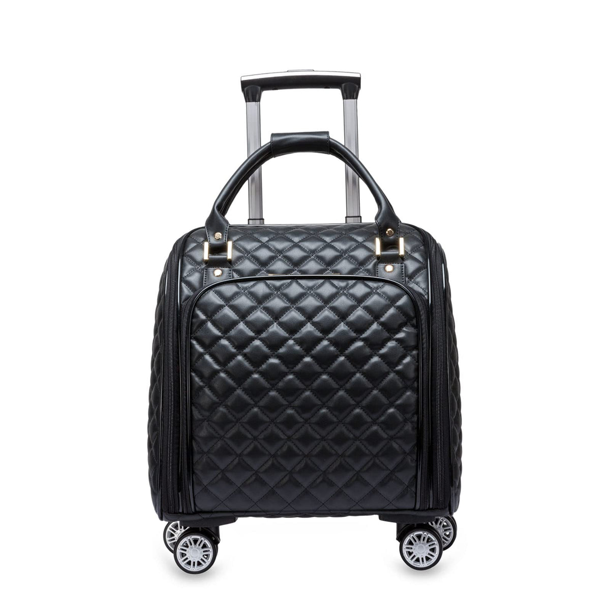 Leather Expandable Spinner Underseat Carry On Luggage P798912