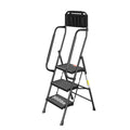3 Step Folding Step Ladder with Handrails, 500 Lbs Capacity, Black P9184