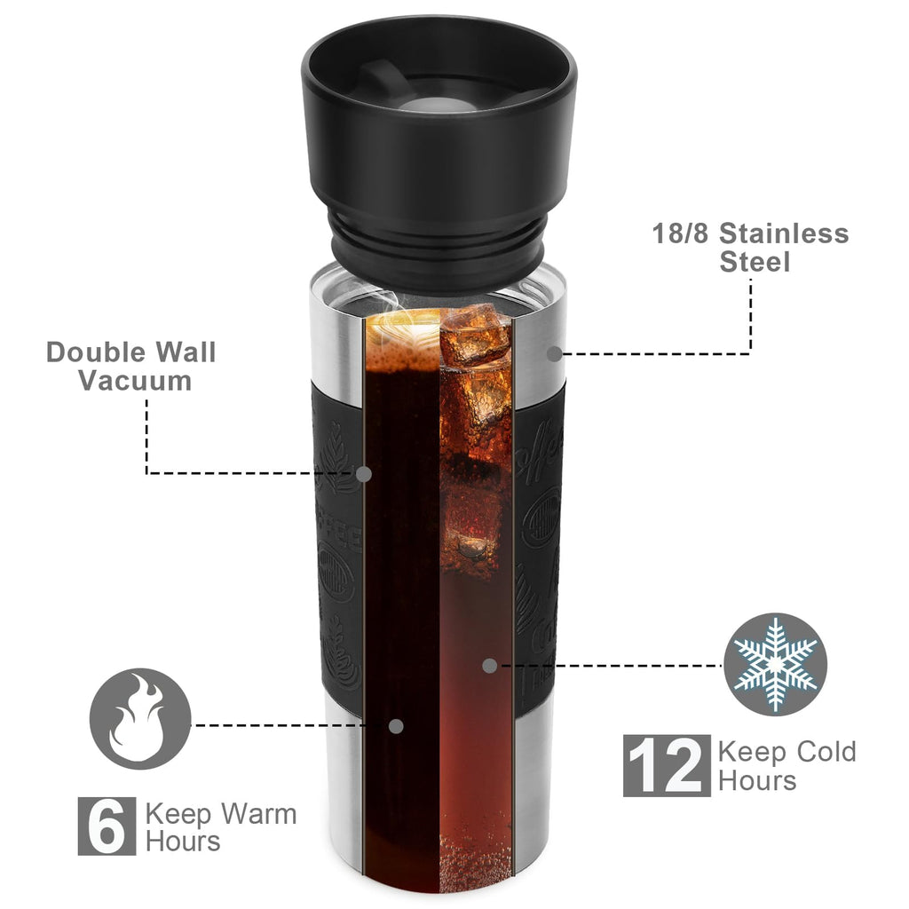 16 oz Stainless Steel Insulated Leak Proof Travel Coffee Mug P701