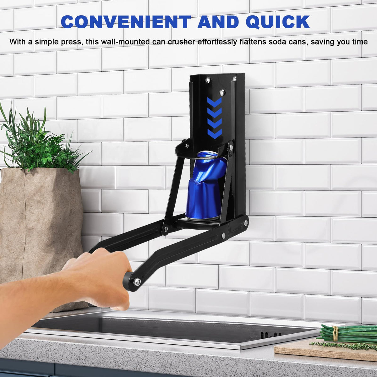 Heavy Duty Wall Mounted Soda Can Crusher with Bottle Opener C458002