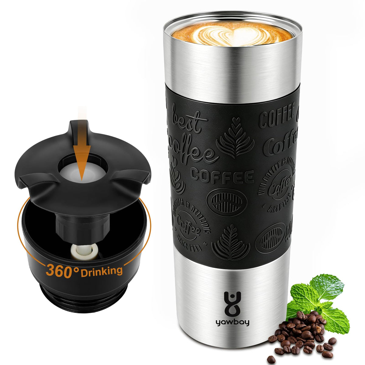 16 oz Stainless Steel Insulated Leak Proof Travel Coffee Mug P701