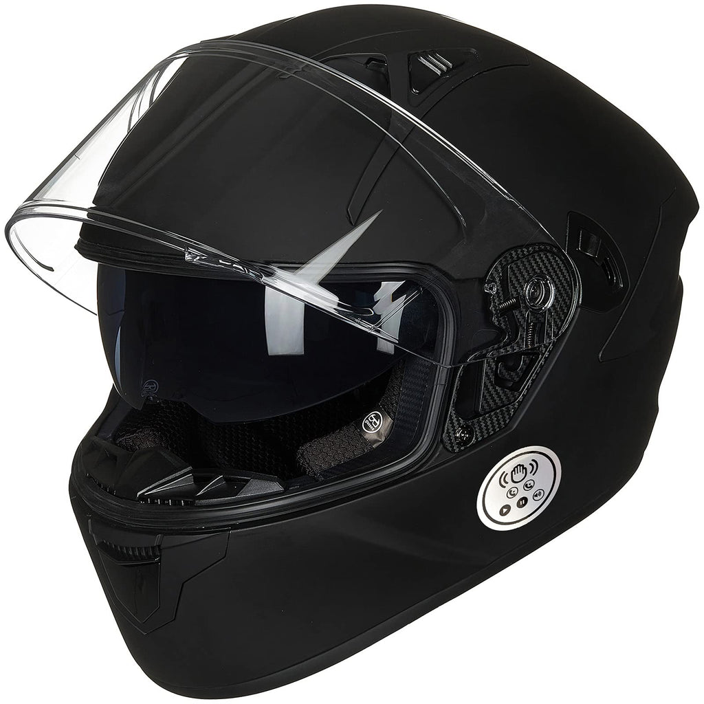 Motorcycle Helmets with Built in Bluetooth Dual Visor Matte Black S M11342
