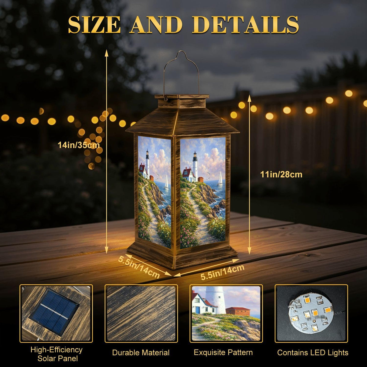 Solar Lantern Outdoor Waterproof LED Solar Lights Hanging Tabletop Lamp B742773