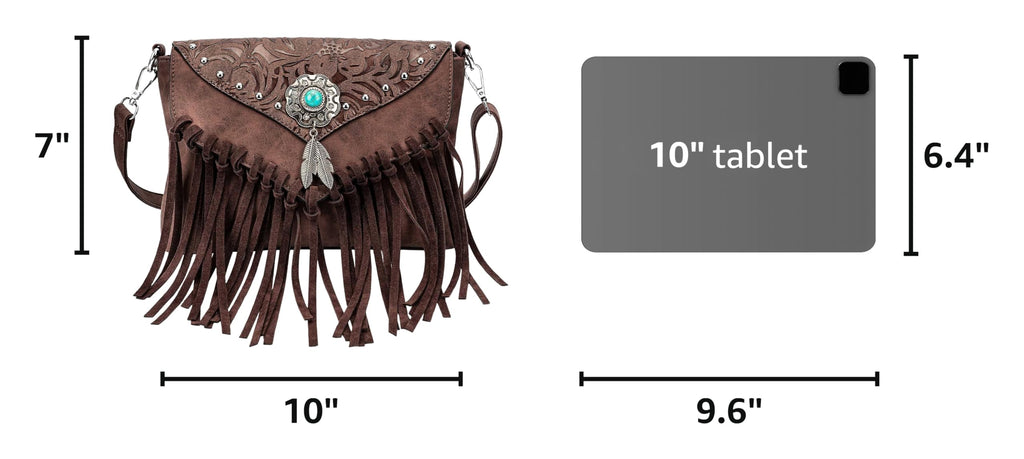 Small Turquoise Fringe Crossbody Handbag F7437