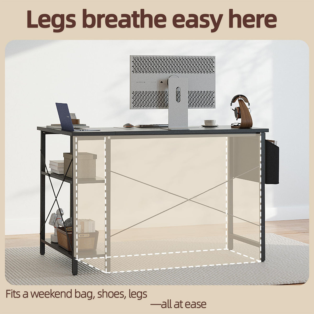40 inch L Shaped Computer Desk with Power Outlets V32777