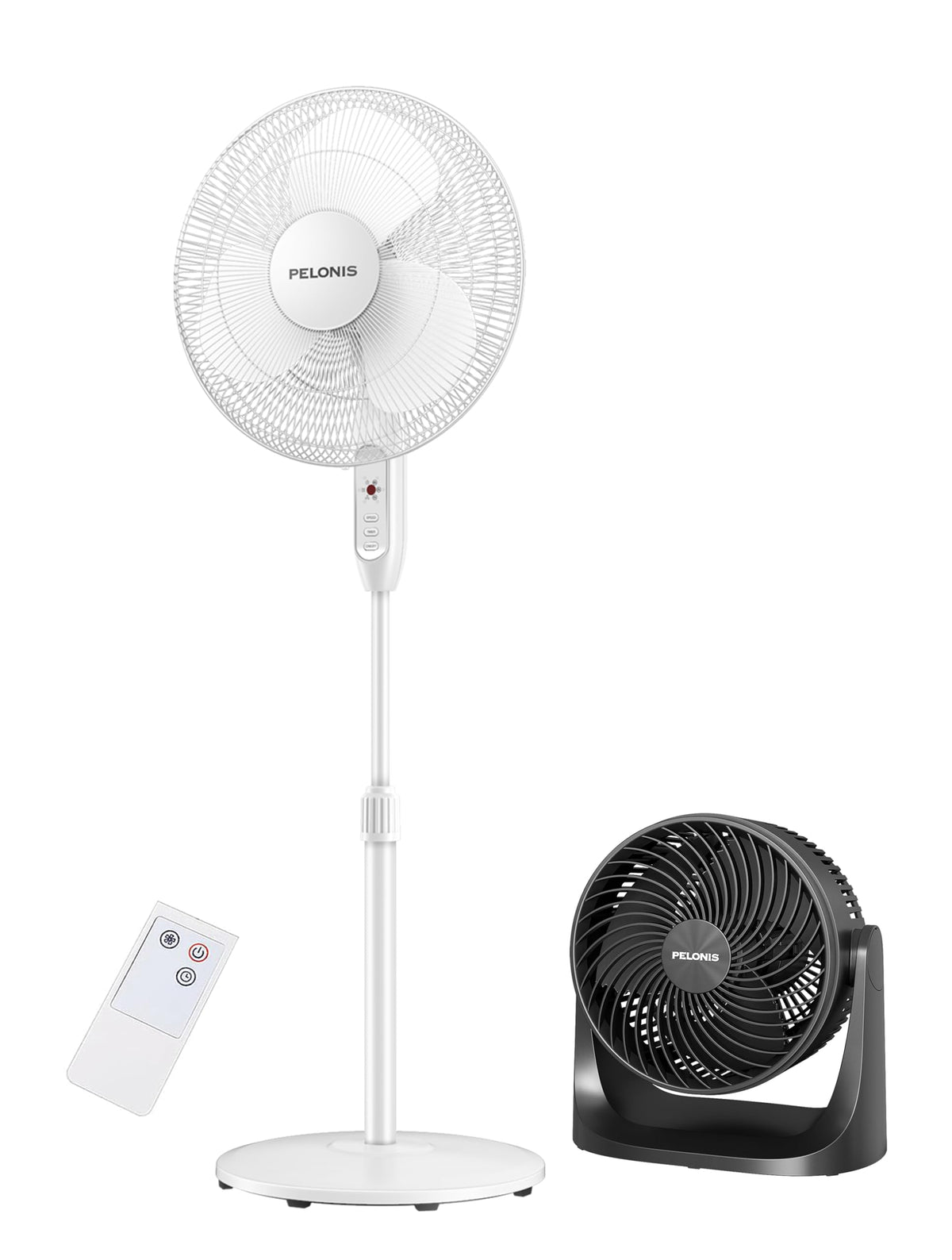 16'' Pedestal Fan & 7'' Table Fan Bundle, Black C357