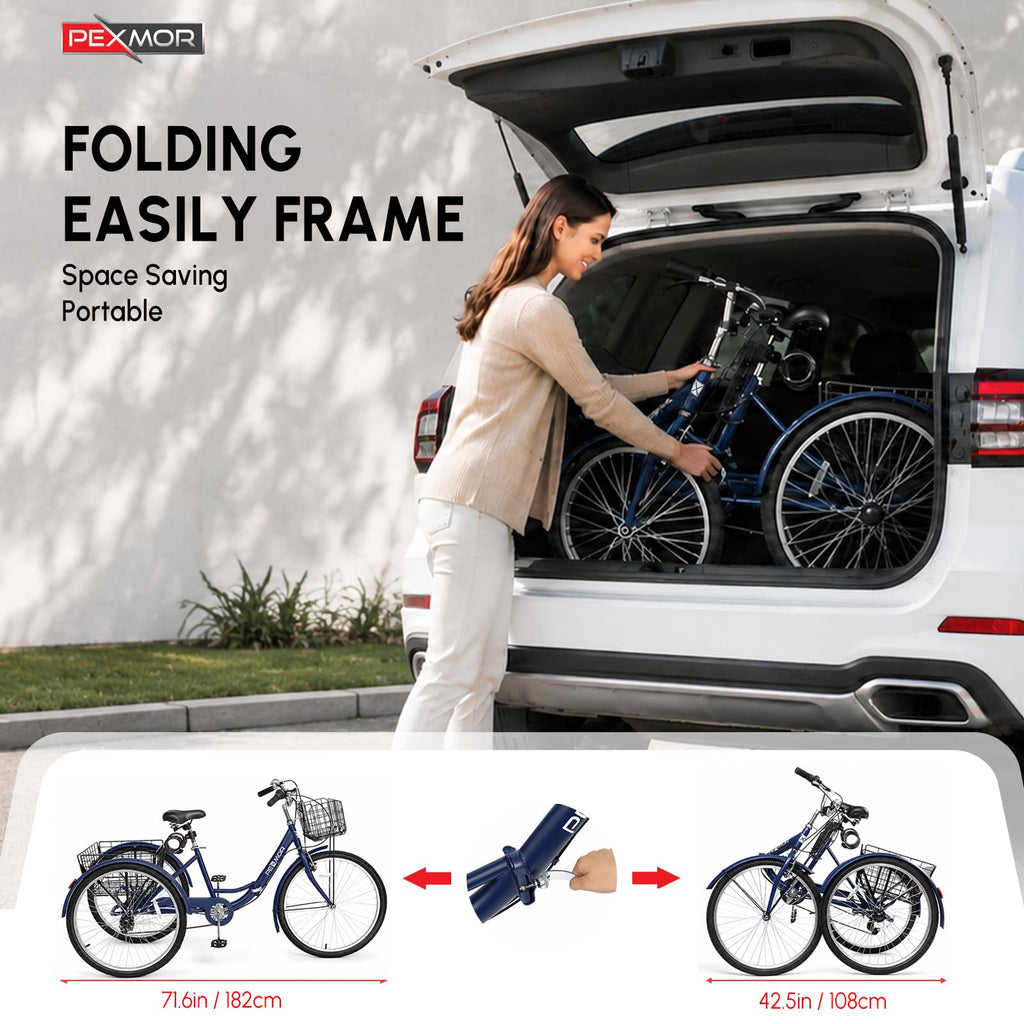 24/26 Inch 7 Speed Adult Tricycle with Folding Basket N60117