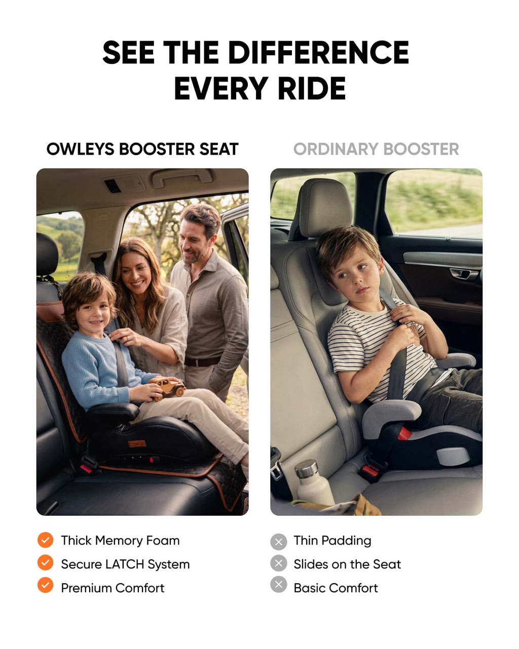 Backless Booster Car Seat with Latch Connectors, 40-100 lbs, Black-Brown E466925