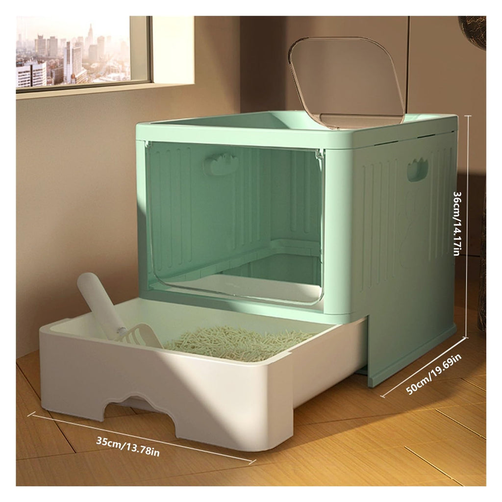 Large Anti-Splash Top Entry Cat Litter Box with Lid and Litter Scoop H3642