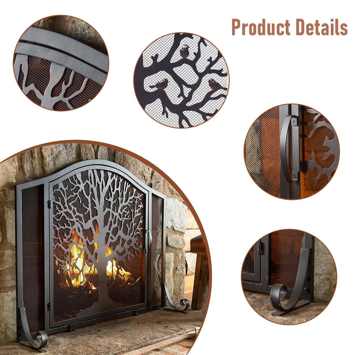 Wrought Iron Fireplace Screen with Locking Doors Y556218