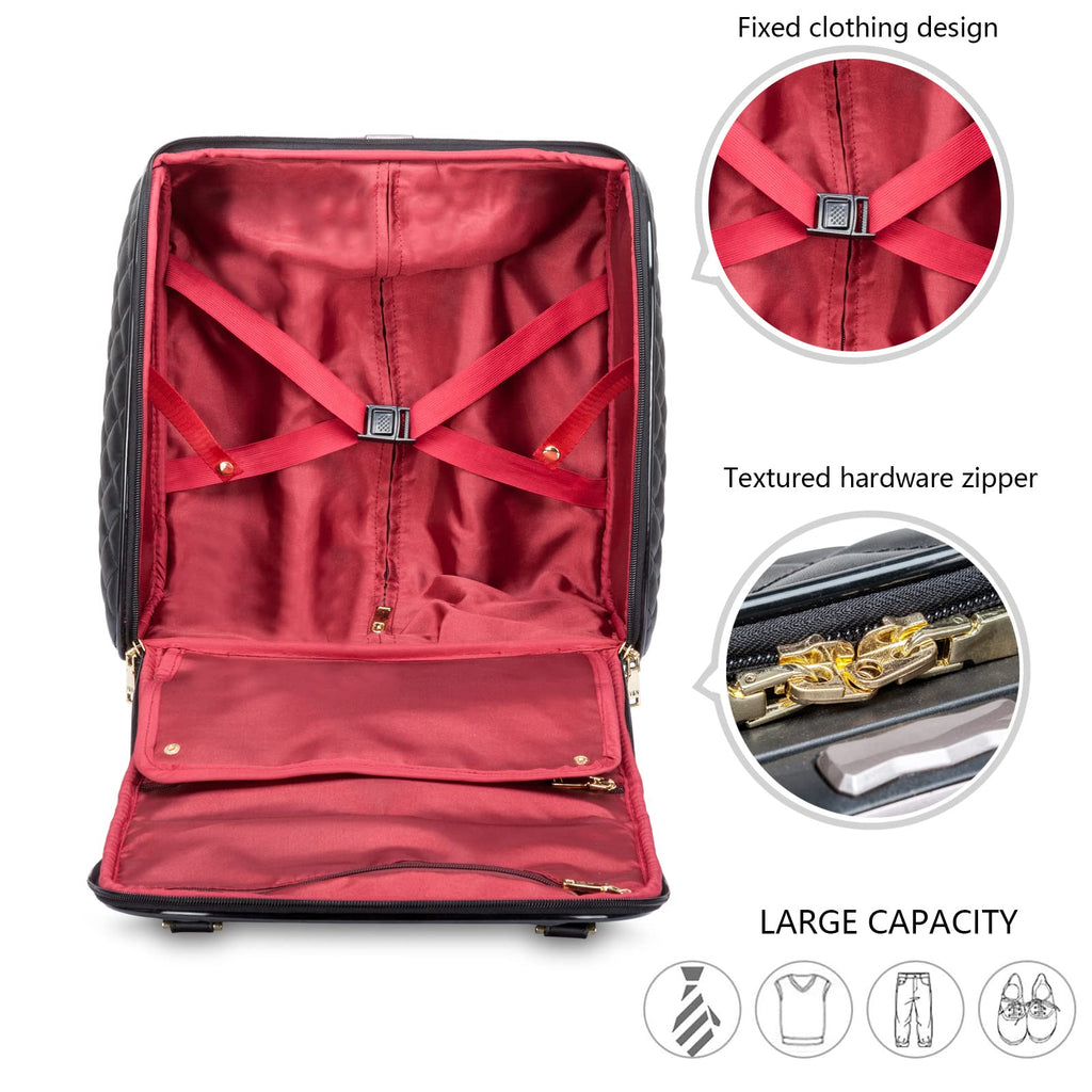 Leather Expandable Spinner Underseat Carry On Luggage P798912