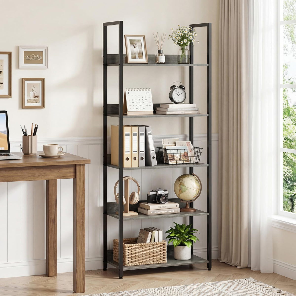 5-Tier Wooden Bookshelf Set of 2 V586