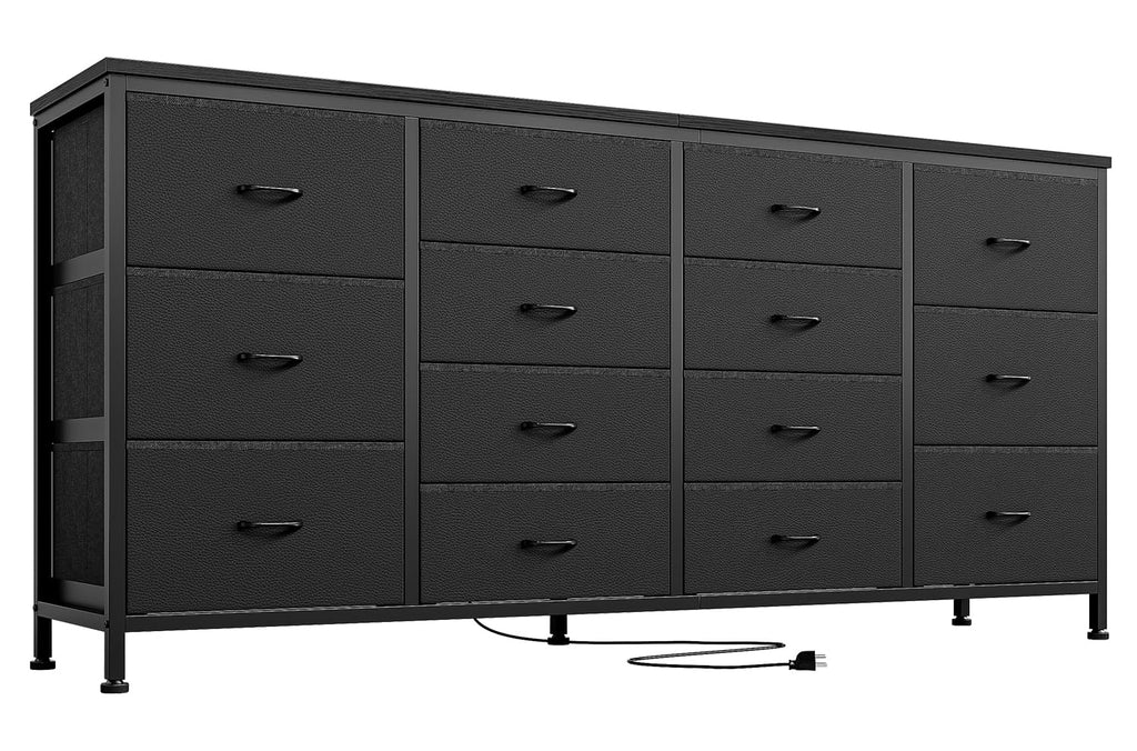 Black 14 Drawer Dresser TV Stand U8412
