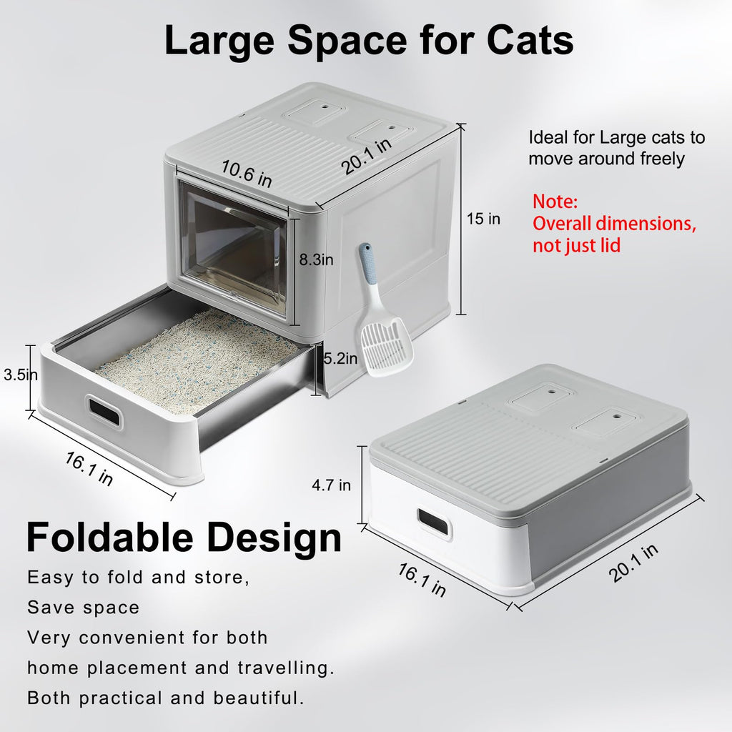 Enclosed Stainless Steel Cat Litter Box with Lid D1533