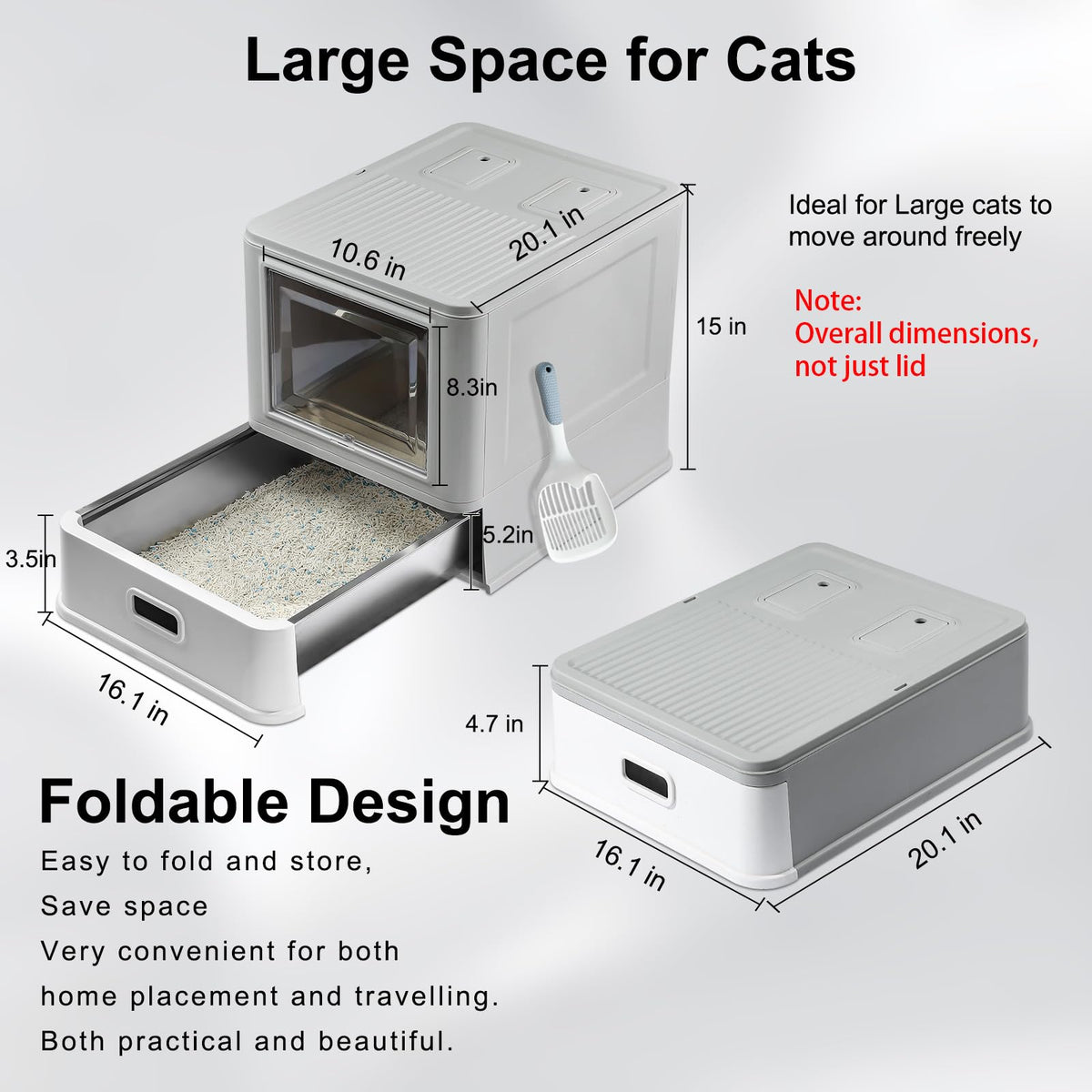 Enclosed Stainless Steel Cat Litter Box with Lid D1533