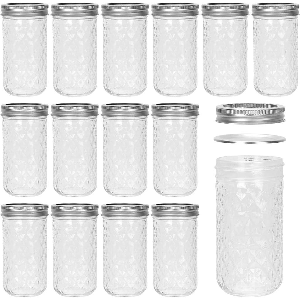12 oz Regular Mouth Glass Mason Jar 15 Pack M624046