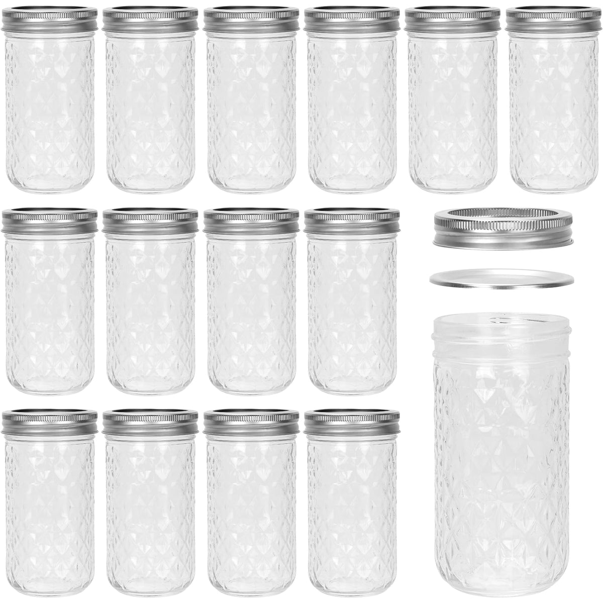 12 oz Regular Mouth Glass Mason Jar 15 Pack M624046