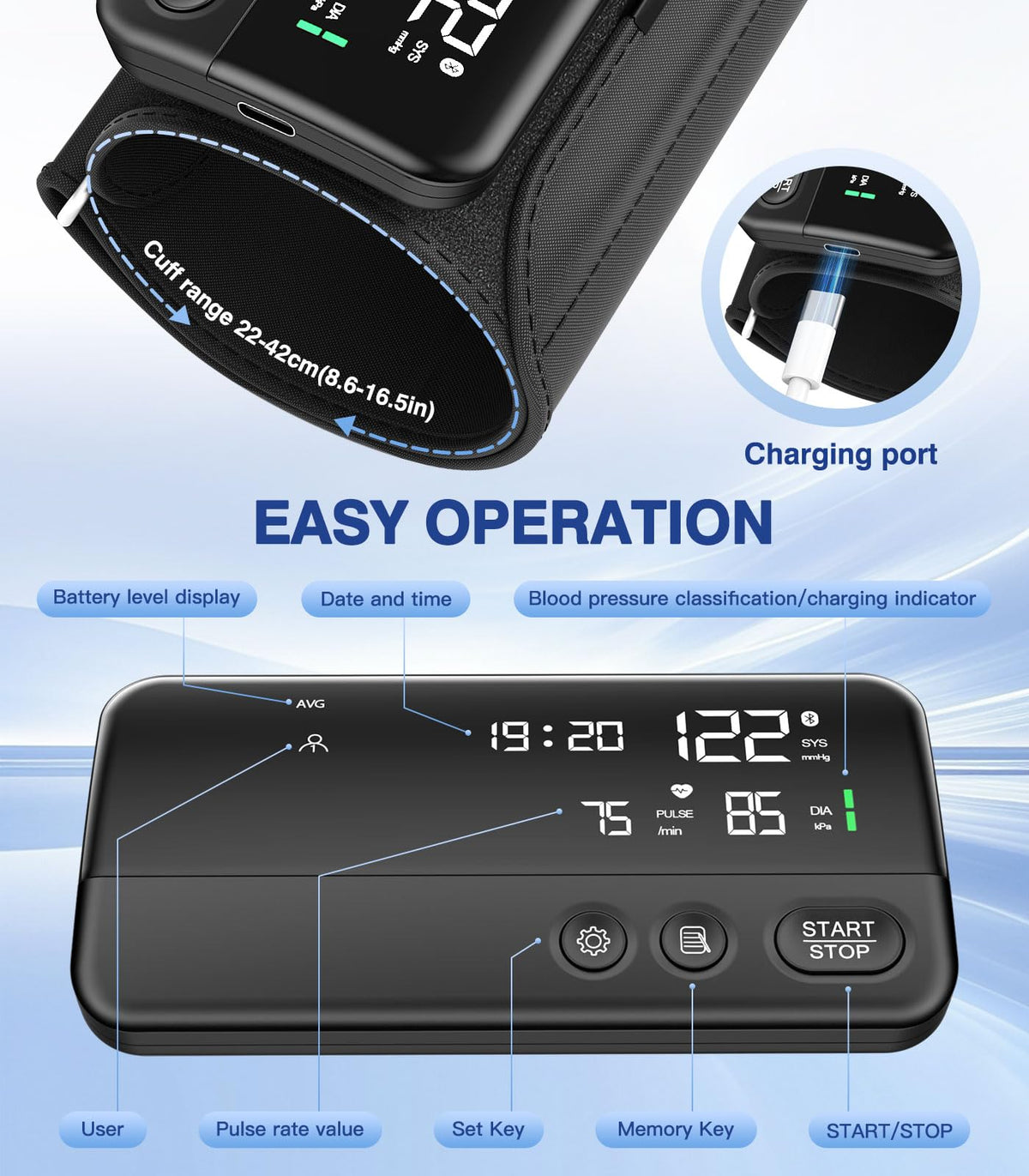 Upper Arm Blood Pressure Monitor with 8.6"-16.5" BP Cuff X7346