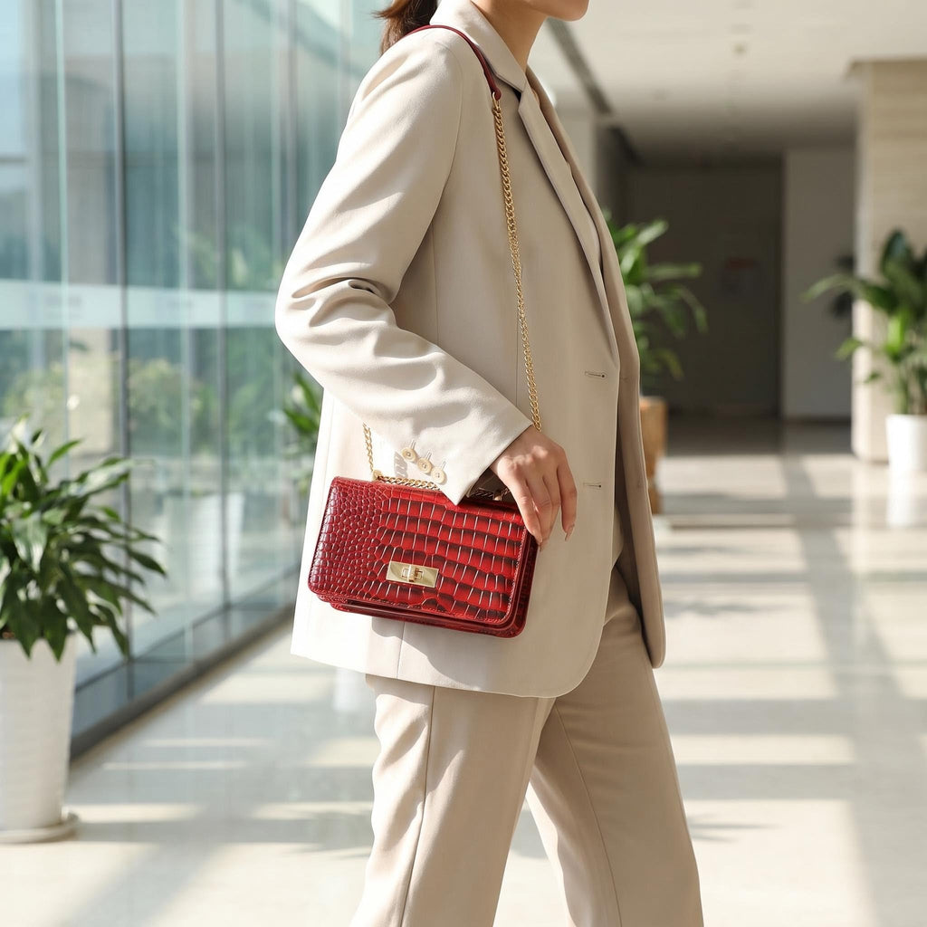 Crocodile Embossed PU Mini Crossbody Clutch S2185