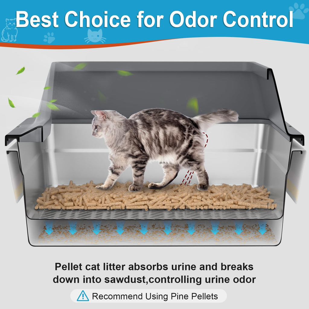 XXXL Stainless Steel Sifting Litter Box with Lid Q908